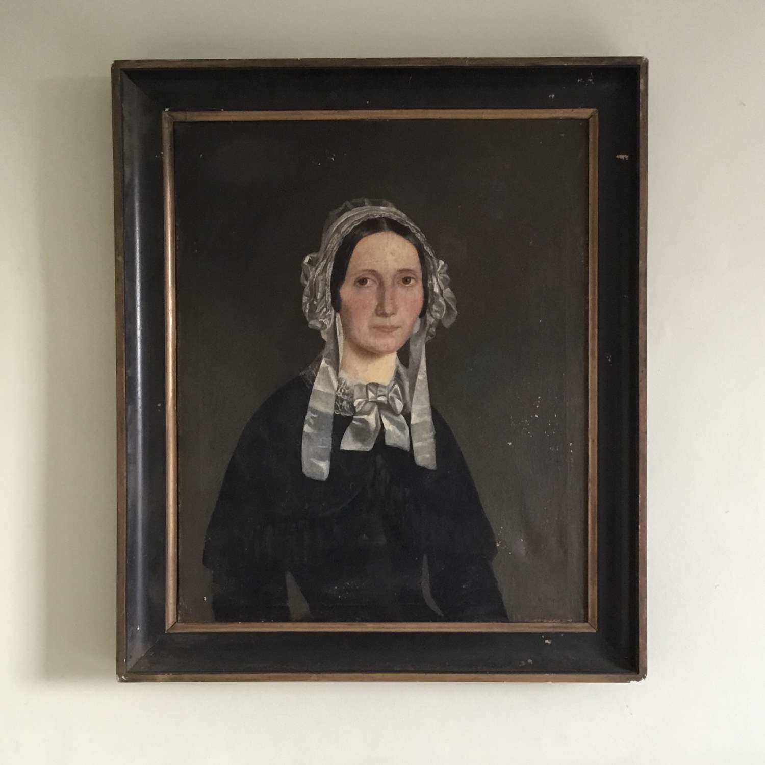 Naive, French school portrait in frame