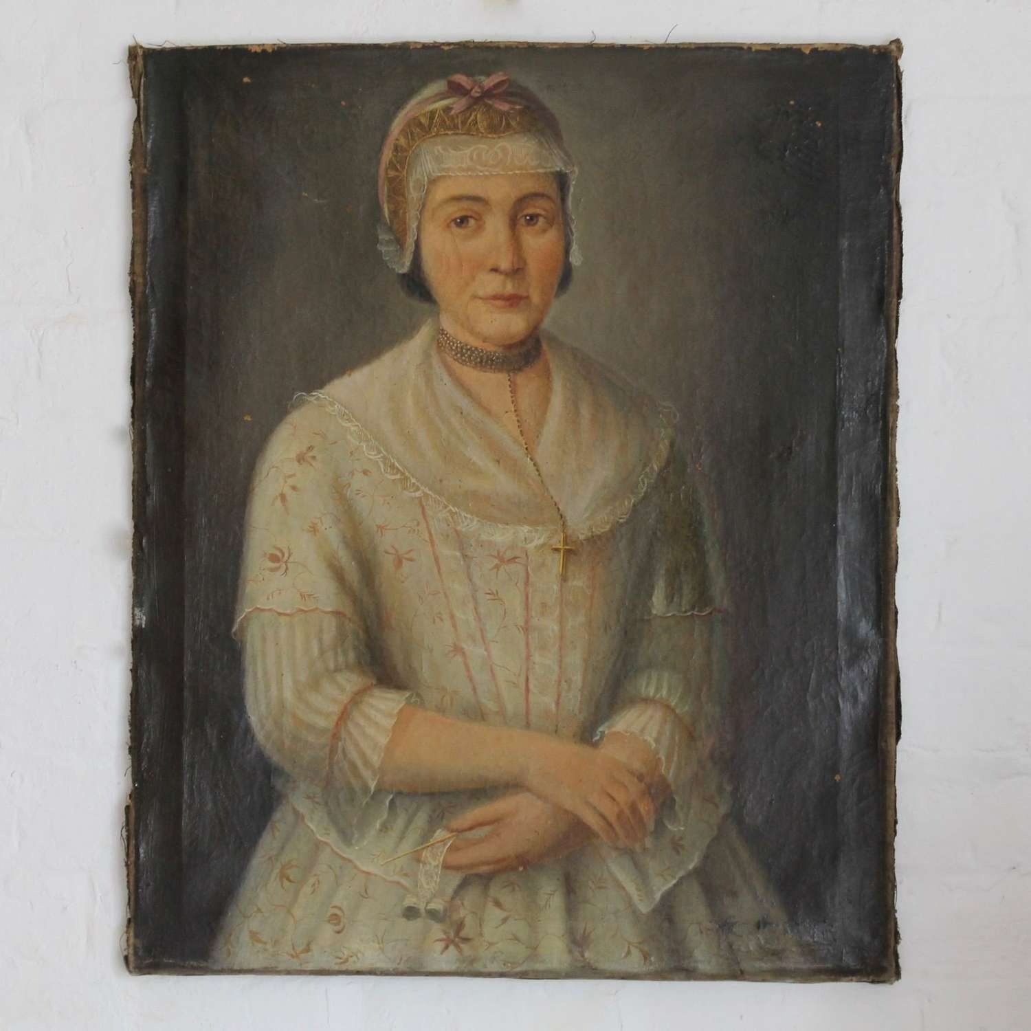18th Century French Portrait of a Woman Making Lace